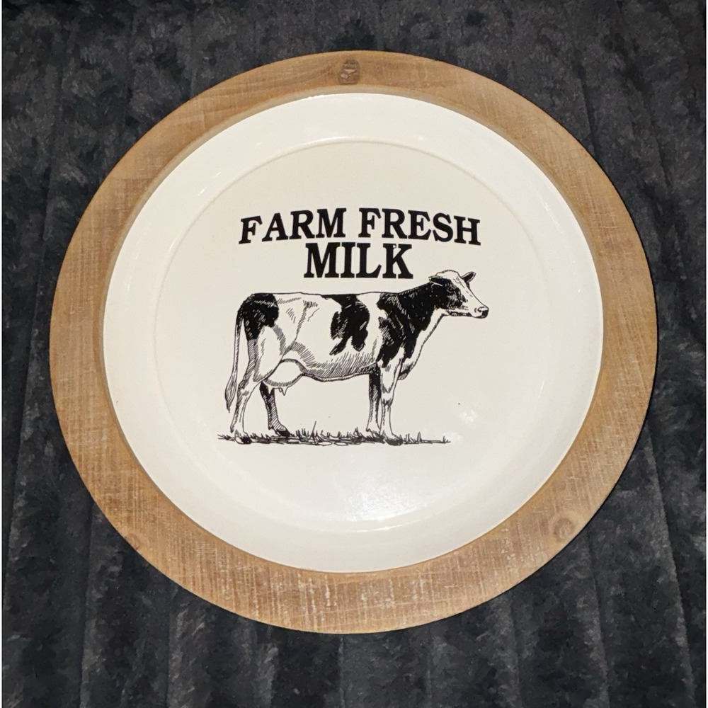 Hobby Lobby Farm Fresh Milk Cow Round Metal Sign Farmhouse Decor 15"